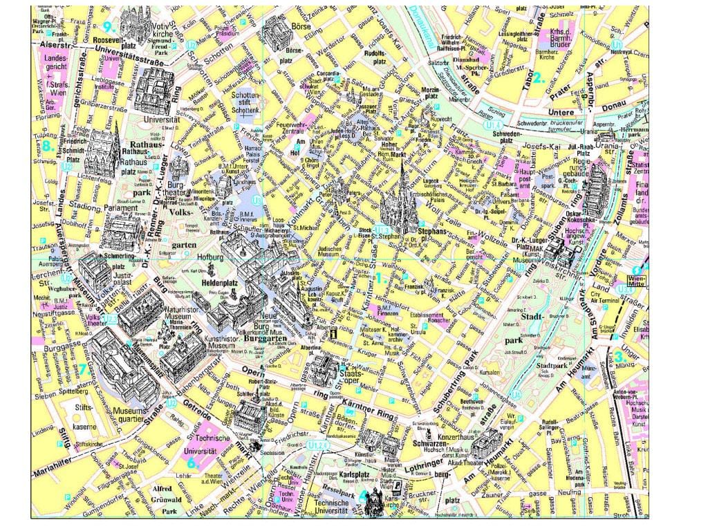 Vienna hướng dẫn viên du lịch bản đồ