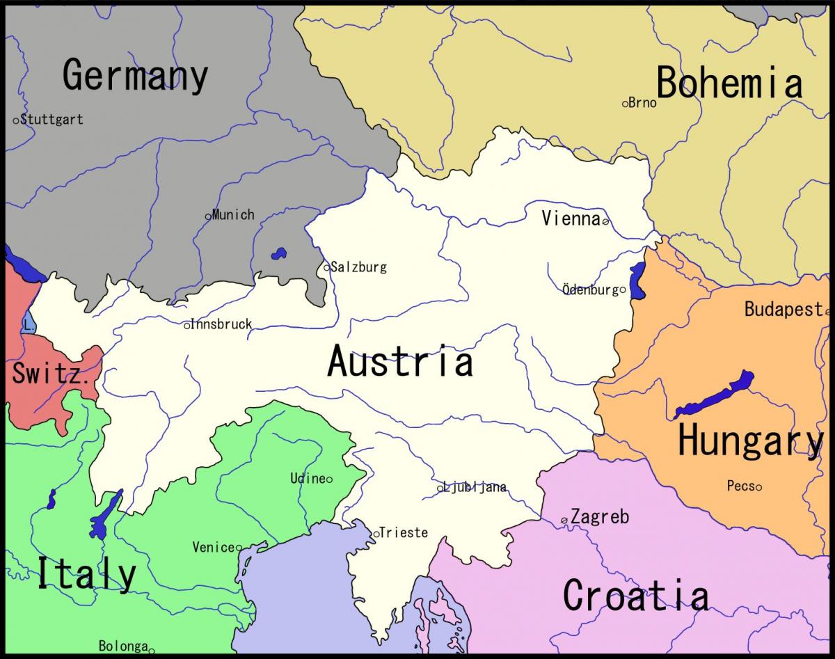 bản đồ của Vienna và khu vực xung quanh