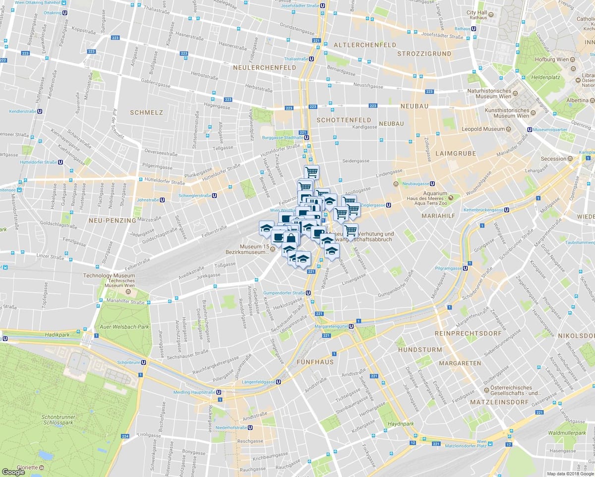 Bản đồ của mariahilferstrasse