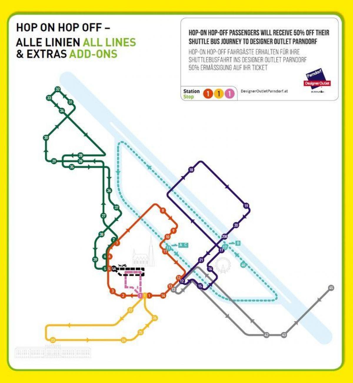 Vienna hop trên xe buýt bản đồ du lịch