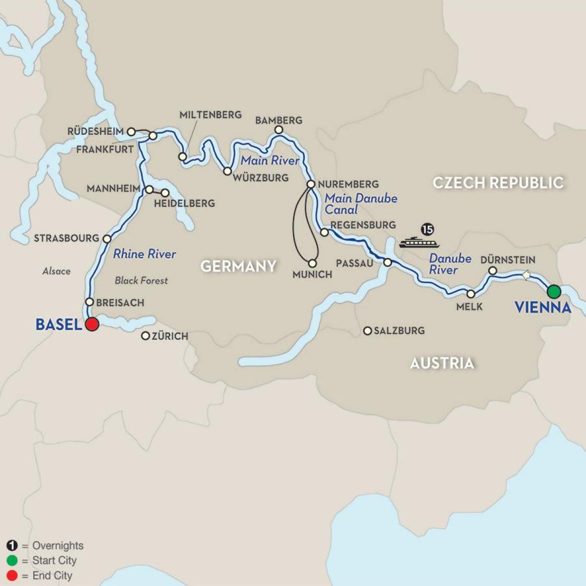 Bản đồ của sông danube Vienna 
