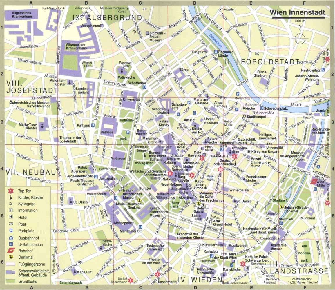 Vienna thành phố, bản đồ du lịch