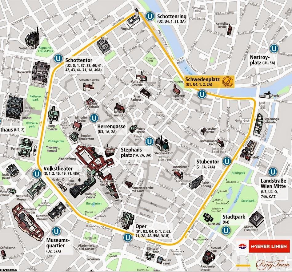 Vienna xe điện bản đồ 2016