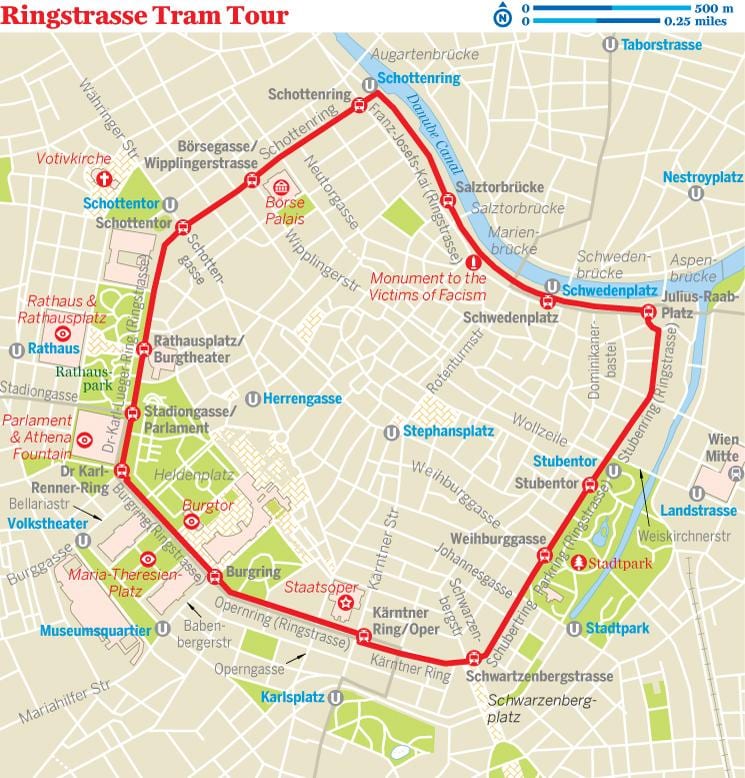 Vienna vòng tuyến đường xe điện bản đồ