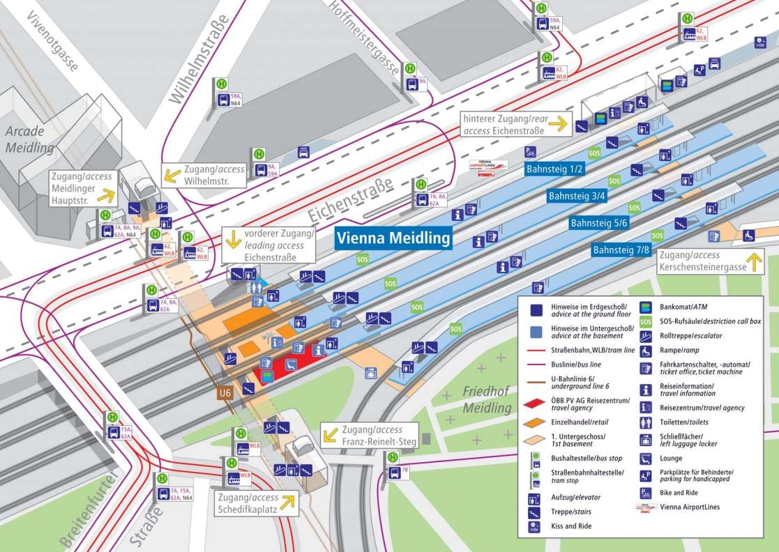 trạm xe lửa ở Vienna Áo, bản đồ,