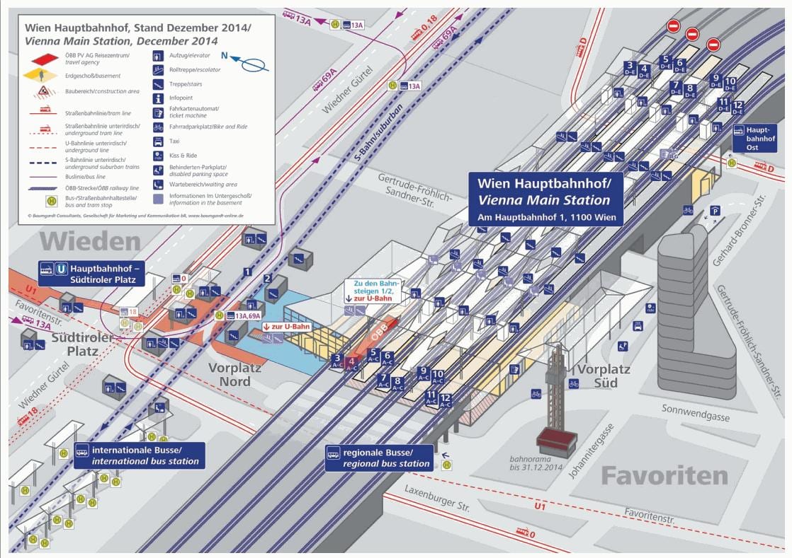 Bản đồ của Vienna hbf nền tảng