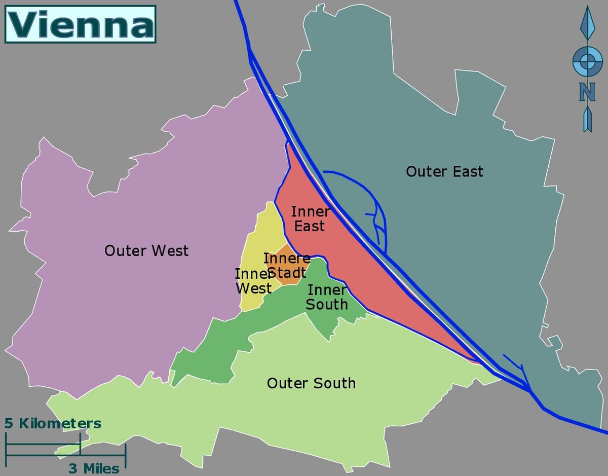 quận ở Vienna bản đồ