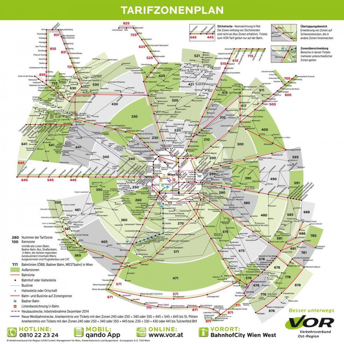 Bản đồ của Vienna metro khu 100