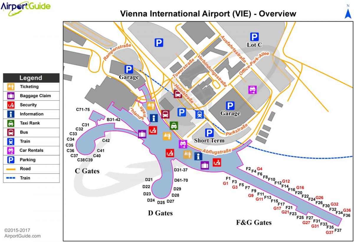 Bản đồ của sân bay Vienna điểm đến
