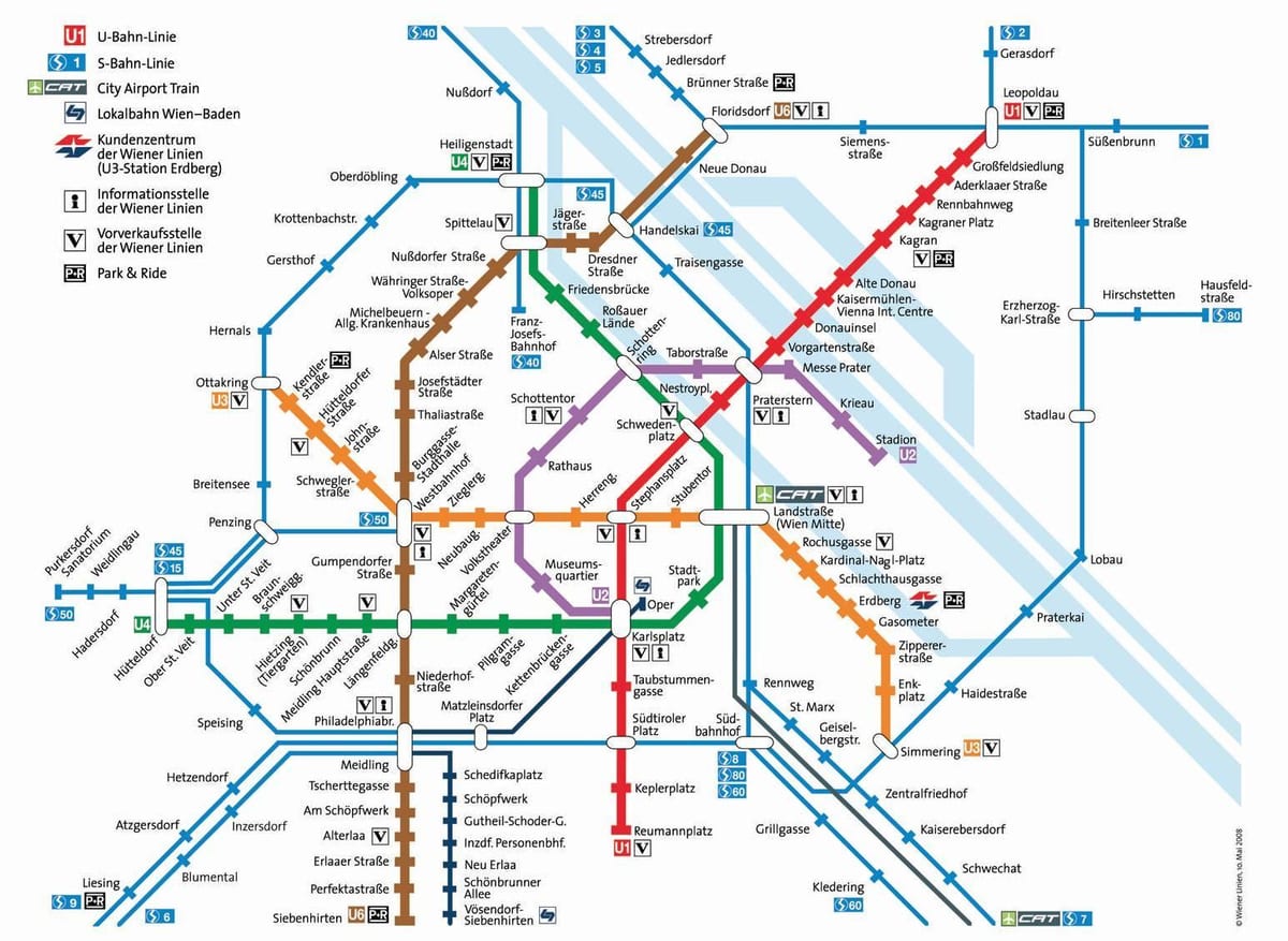 Bản đồ của Vienna tàu điện ngầm