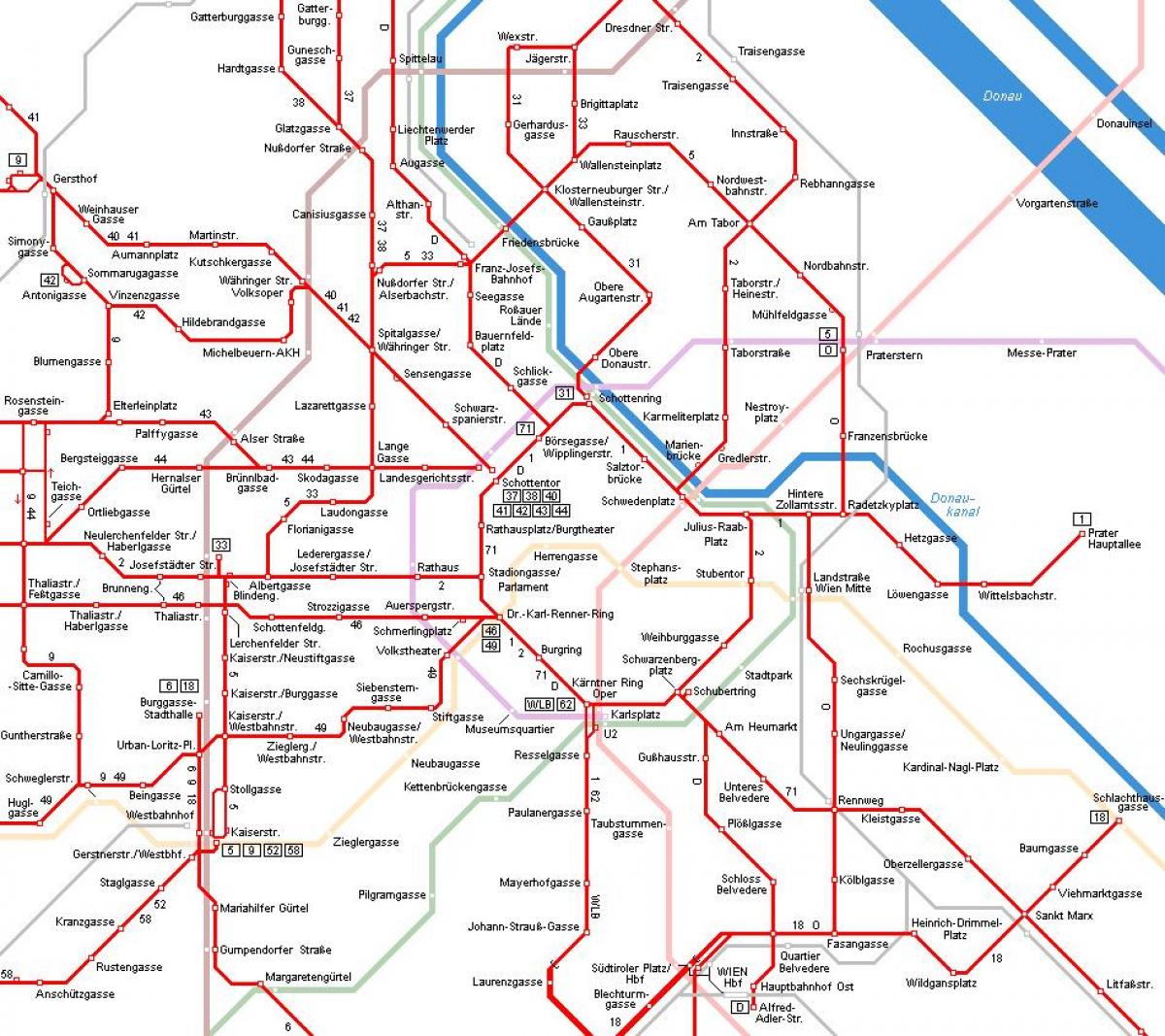 Vienna Áo xe điện bản đồ
