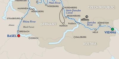 Bản đồ của sông danube Vienna 